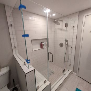 Montani’s Perfect Glass - The tape will come off when the silicone is dry. - Glass & Mirrors Near Me - Cypress, California