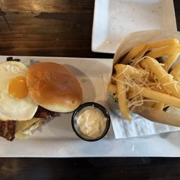 The "Hatch"et burger with truffle fries The "Hatch"et burger with truffle fries