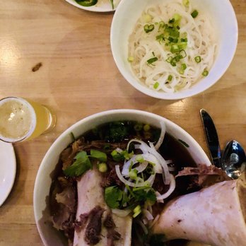 Shank & Bone - Bone marrow soup. The size of a freaking dinosaur bone! Noodles are extra. - Vietnamese Near Me - San Diego, California Shank & Bone - Bone marrow soup. The size of a freaking dinosaur bone! Noodles are extra. - Vietnamese Near Me - San Diego, California