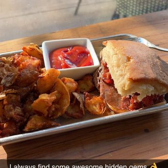 By the brewery - Brisket biscuit & potato's - Breakfast & Brunch Near Me - Memphis, Tennessee By the brewery - Brisket biscuit & potato's - Breakfast & Brunch Near Me - Memphis, Tennessee