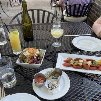 Bluebeard - Oyesters,. Beet Salad, tomato plate - New American Near Me - Indianapolis, Indiana