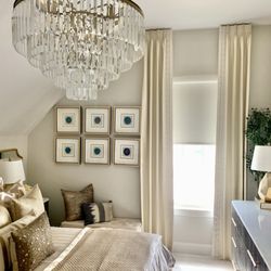 Gotcha Covered of Clear Lake - Motorized roller shade with stationary drapery panels