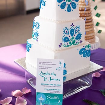 Morfey's Cake - Peacock Wedding Cake for 6/20/15 Wedding at the Museum of Flight. (Photo Credit:  Rathbone Images) - Bakeries Near Me - Seattle, Washington