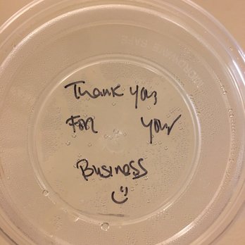 Ramen101 - Sweet thank you note on our takeout: "Thank you for your business :)" - Ramen Near Me - San Leandro, California