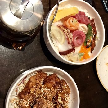 Mora Asian Fusion - Lots of Crispy korean chicken wings for $10. Chirashi don - various sashimi over a bowl of sticky rice for $17. - Sushi Bars Near Me - Plainfield, Illinois Mora Asian Fusion - Lots of Crispy korean chicken wings for $10. Chirashi don - various sashimi over a bowl of sticky rice for $17. - Sushi Bars Near Me - Plainfield, Illinois