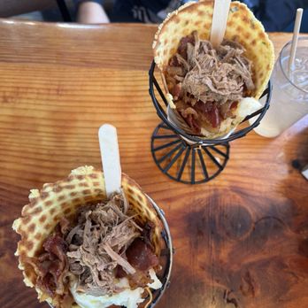 The Lighthouse Grill - Beef brisket sandwich in a cone - American Near Me - Trinidad, California