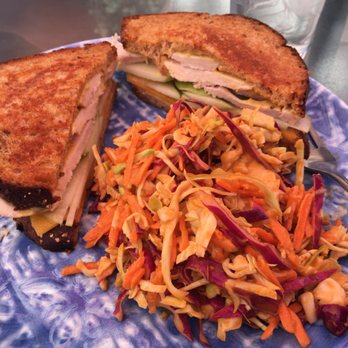 The Bickering Sisters - T Grilled Turkey, Cheddar and Apple Sandwich Lunch with The Thai peanut slaw. Yummy - New American Near Me - Ogden, Utah The Bickering Sisters - T Grilled Turkey, Cheddar and Apple Sandwich Lunch with The Thai peanut slaw. Yummy - New American Near Me - Ogden, Utah