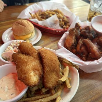 The 5 Point Café - Fish and chips, wings and The Dick Burger with fries - Dive Bars Near Me - Seattle, Washington