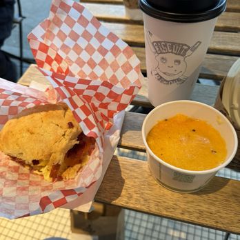 Biscuit Bitch - Cheesy Garlic Grits and Bacon Bitchwich - Breakfast & Brunch Near Me - Seattle, Washington