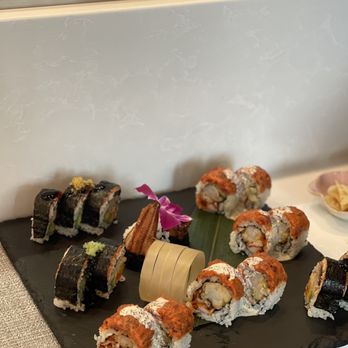 Cafe Ile - Protein sushi roll (red) and Dragon sushi roll (black) - Sushi Bars Near Me - McLean, Virginia