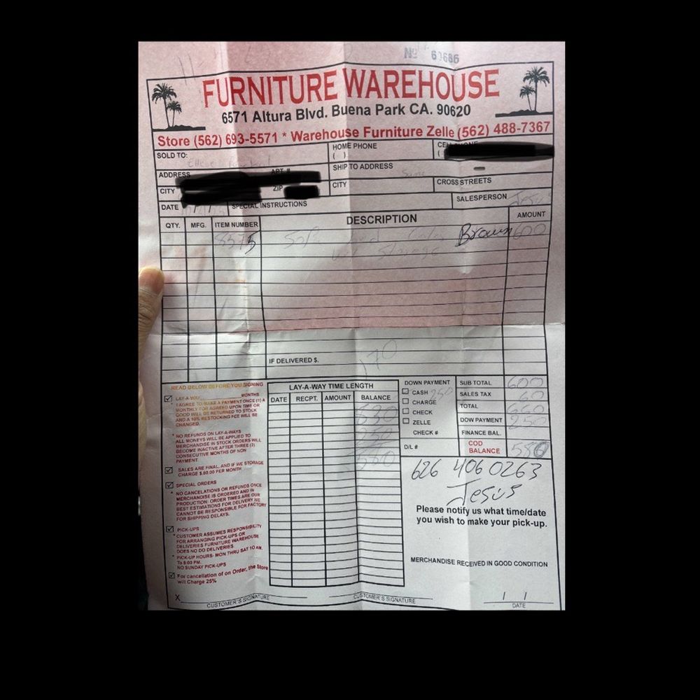 The receipt of my purchase.