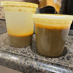 left: leftover curry container right: new curry container (with a 1/3 less capacity!!!!)