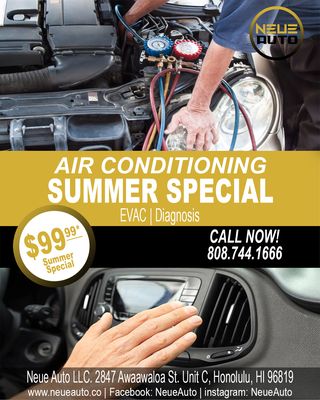 Air Conditioning just in time for Summer! - Come in today for our Air Conditioning Special Air Conditioning just in time for Summer! - Come in today for our Air Conditioning Special