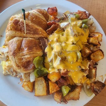 La Croisette - Turkey croissant with loaded home style fries - Breakfast & Brunch Near Me - St. Pete Beach, Florida La Croisette - Turkey croissant with loaded home style fries - Breakfast & Brunch Near Me - St. Pete Beach, Florida