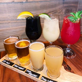 Eureka - Beer flight, charcoal lemonade, ginger lime soda, watermelon agua fresca - American Near Me - Santa Clara, California Eureka - Beer flight, charcoal lemonade, ginger lime soda, watermelon agua fresca - American Near Me - Santa Clara, California