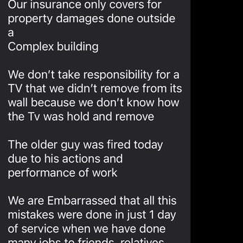 WJ Movers - Mariana / owner's response. Admitting mistakes, fired employee supposedly - yet they "don't take responsibility" - Movers Near Me