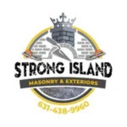 Strong Island Masonry and Exteriors - A masonry and exteriors company logo featuring a crowned chimney, tools, and "Strong Island" text.