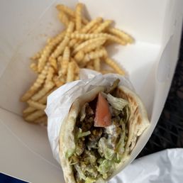 Gyro and fries Gyro and fries