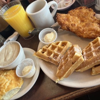 The Big Biscuit - Chicken and Waffles with a side of biscuits and gravy. - Breakfast & Brunch Near Me - Blue Springs, Missouri The Big Biscuit - Chicken and Waffles with a side of biscuits and gravy. - Breakfast & Brunch Near Me - Blue Springs, Missouri