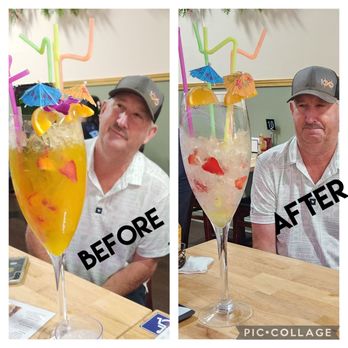 Mimosas Brunch & Bubbles - Before mimosa (happy), when empty, he was (sad). - Breakfast & Brunch Near Me - Campbell, California