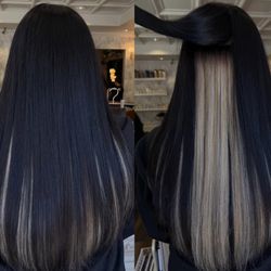Muse + Mane Hair Studio - 1 row of extensions to help achieve this blonde and black color blocking.