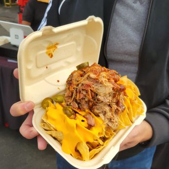 Smorgasburg - Pull Pork Nachos from Black Sugar Rib - Street Vendors Near Me - Los Angeles, California Smorgasburg - Pull Pork Nachos from Black Sugar Rib - Street Vendors Near Me - Los Angeles, California