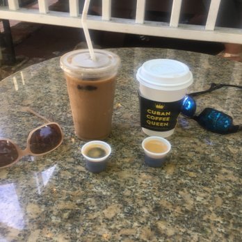 Cuban Coffee Queen - Iced coffee with vanilla(not sweet) and sugar to make it sweet. Also, hot coffee con leche And free expresó shots - Coffee & Tea Near Me - Key West, Florida