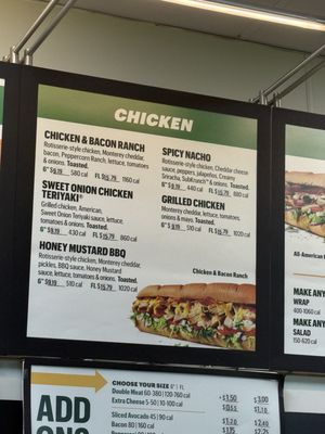 Menu photo 2 Subway La Crescenta, CA