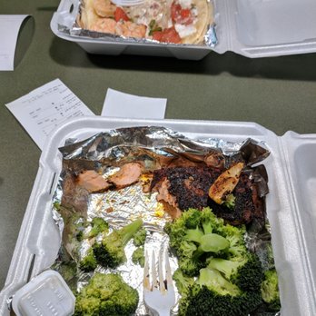 Doubleday's Grill and Tavern - Takeout - blackened salmon and Greek villager gyro with shrimp. Very good!! - Pizza Near Me - Centerville, Ohio
