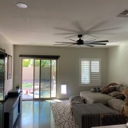 Electric Roller shade on sliding door + high-end ceiling fan + phenomenal shutters with all the upgrades (and for less than competitors).