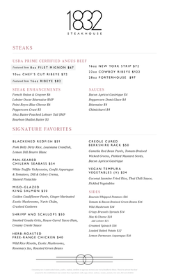 Menu photo 1 1832 Steakhouse Durant, OK