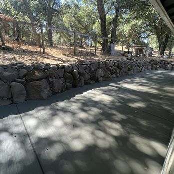 Forever Green - Rock retaining Wall done. Final concrete poured. - Artificial Turf Near Me Forever Green - Rock retaining Wall done. Final concrete poured. - Artificial Turf Near Me