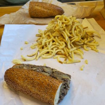 Hefty Lefty's - Split Classic Cheesesteak with large fry - Cheesesteaks Near Me - Red Lion, Pennsylvania