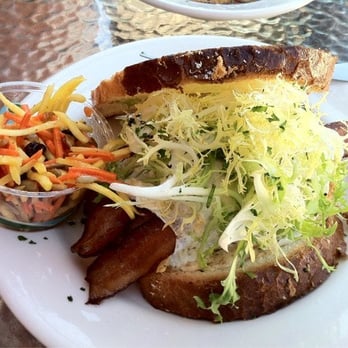 Skillet - Fried green tomato BLT with a carrier sometime salad with curry vinaigrette - New American Near Me - Columbus, Ohio Skillet - Fried green tomato BLT with a carrier sometime salad with curry vinaigrette - New American Near Me - Columbus, Ohio