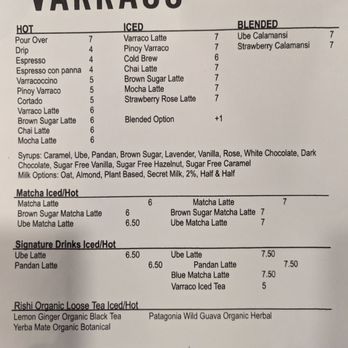 Varraco Coffee + Roasters - Menu - Coffee & Tea Near Me - Palm Desert, California Varraco Coffee + Roasters - Menu - Coffee & Tea Near Me - Palm Desert, California