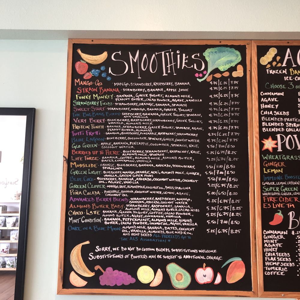 Smoothie menu Smoothie menu