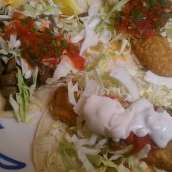 The Lobster Trap - Two fish tacos, one steak. I put sauce on one of the fish, so that's not how it comes. - Seafood Near Me - Avalon, California The Lobster Trap - Two fish tacos, one steak. I put sauce on one of the fish, so that's not how it comes. - Seafood Near Me - Avalon, California