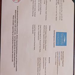 Relish Restaurant - The Culinary Institute of Charleston - Example of menu