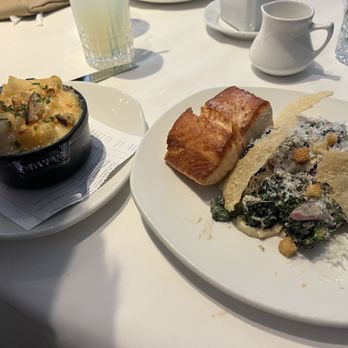 THE CHASTAIN - Grilled Broccoli Caesar Salad w Salmon & side of Macaroni and Cheese - Diners Near Me - Atlanta, Georgia THE CHASTAIN - Grilled Broccoli Caesar Salad w Salmon & side of Macaroni and Cheese - Diners Near Me - Atlanta, Georgia