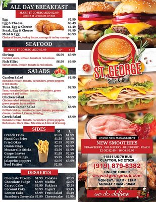 Menu photo 2 St George Subs & Grill Clayton, NC Menu photo 2 St George Subs & Grill Clayton, NC
