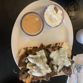 Fast Eddy's Quick Mideast - Derby Fillies- steak with peppers pinions and provolone on a hogue roll w/famous Babylonian sauce and garlic dip. My spouse loved it!!! - Middle Eastern Near Me - Jacksonville, Florida