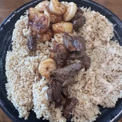 Steak and shrimp with double fried rice