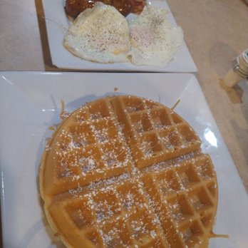 Stacks Pancake - Waffle combo with two Over easy, sausage and bacon( great quality meats) - Breakfast & Brunch Near Me - Portland, Maine