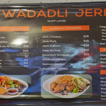 Wadadli - the menu for the restaurant - Caribbean Near Me - Brooklyn, New York