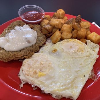 Cherry Pit Cafe and Pie Shop - Country Fried Steak and Eggs Breakfast. Really good! - Breakfast & Brunch Near Me - Greensboro, North Carolina Cherry Pit Cafe and Pie Shop - Country Fried Steak and Eggs Breakfast. Really good! - Breakfast & Brunch Near Me - Greensboro, North Carolina