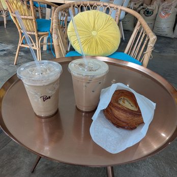 Aquarela Coffee - From left to right, Batida, Sabotage, and cheese danish - Coffee & Tea Near Me - Los Angeles, California Aquarela Coffee - From left to right, Batida, Sabotage, and cheese danish - Coffee & Tea Near Me - Los Angeles, California