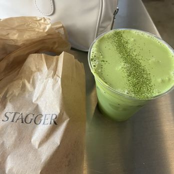 Stagger Coffee - Double matcha , almond yuzu & Kouign Amann - Coffee & Tea Near Me - Los Angeles, California