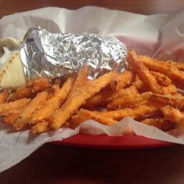 Gyro with sweet potato fries Gyro with sweet potato fries