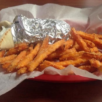 Bay City Grill - Gyro with sweet potato fries - Burgers Near Me - Satsuma, Alabama Bay City Grill - Gyro with sweet potato fries - Burgers Near Me - Satsuma, Alabama