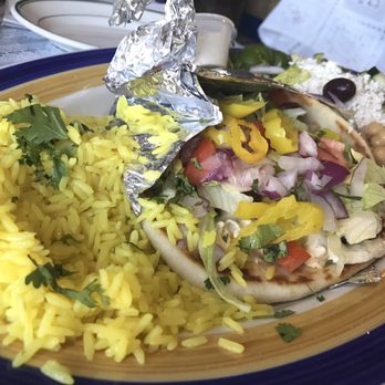Yappy Greek - Falafel pita platter with rice instead of fries - Greek Near Me - Columbus, Ohio